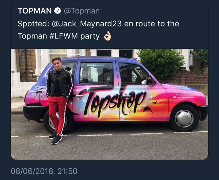 TSTM opShop TopMan Taxi Advertising Campaign London Win a trip to LA competition