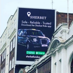 Sherbet Ride App Billboard Euston Road OOH Advertising Digital Screen