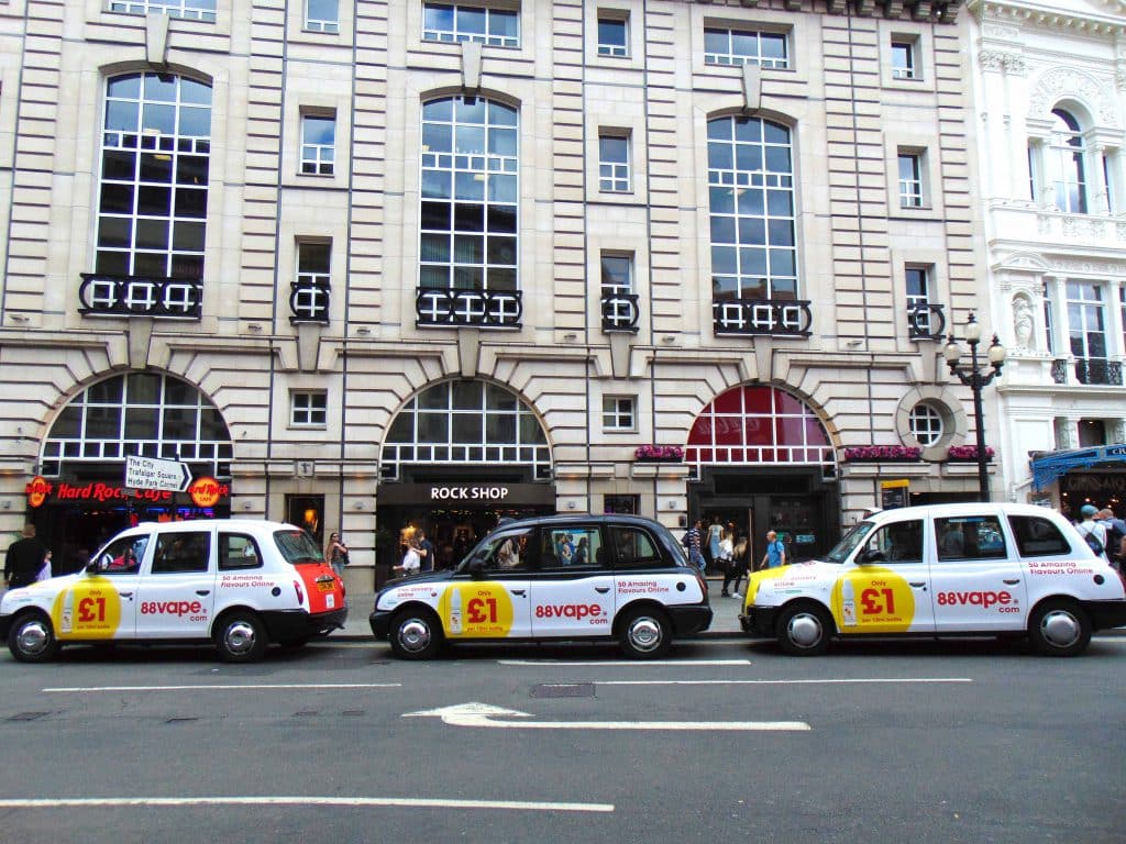 88vape.com Sherbet Media Taxi Advertising Campaign London