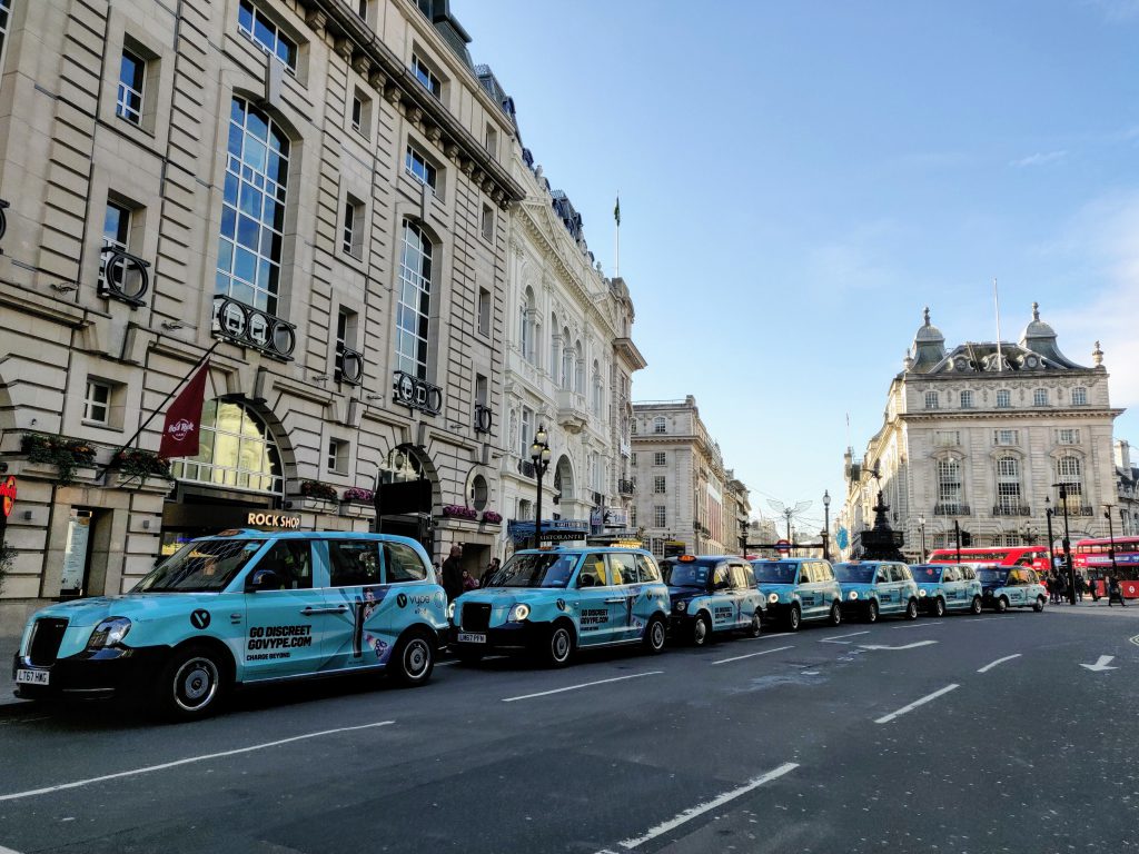 Sherbet Media Vype Picadilly Circus electric taxis London