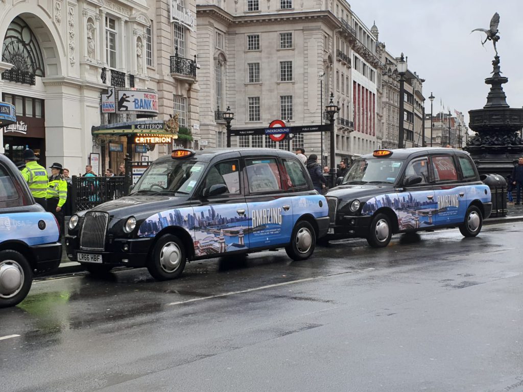 Sherbet Media Iconic Illinois Taxi Parade London Piccadilly Circus