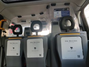 Sherbet London Media De Beers taxi tip seats