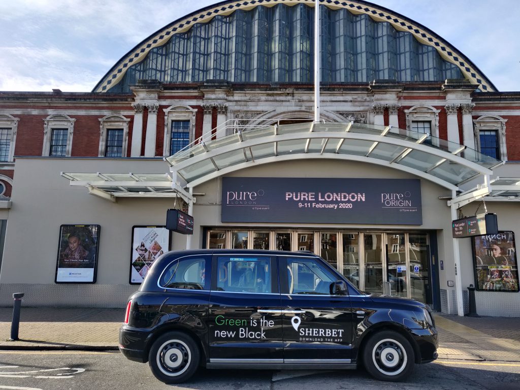 Sherbet Ride London Electric Taxi Pure Event Show Olympia