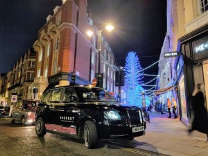 Sherbet London Christmas Lights Taxi Tour Electric Taxi