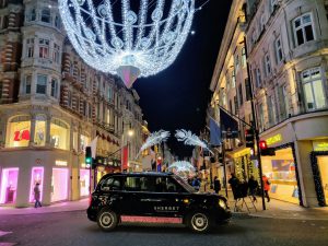 Sherbet London Christmas Lights Taxi Tour Electric Taxi